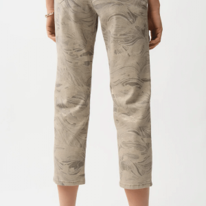 Joseph Ribkoff CROPPED FLORAL TROUSER in Taupe/Gold