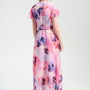 Joseph Ribkoff SIGNATURE CHIFFON PRINT WRAP DRESS