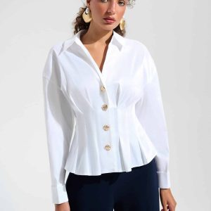 Joseph Ribkoff STRETCH TAFFETA FIT FLARE BLOUSE