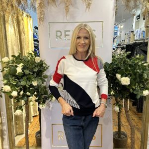 Alison Sheri RED WHITE AND NARROW STRIPE Sweater
