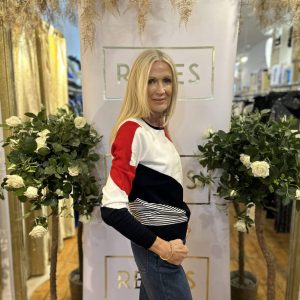 Alison Sheri RED WHITE AND NARROW STRIPE Sweater