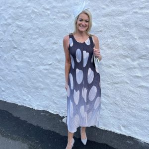 Alquema ESTRELLA DRESS BEIGE BLACK ELLIPTICAL