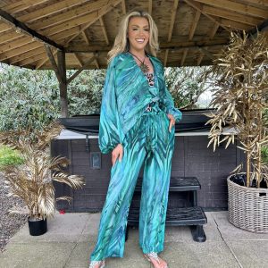 GUILTY BEACH PRINTED TROUSERS - GREEN PALM