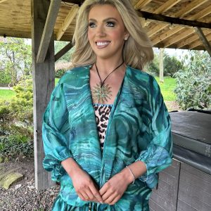 GUILTY BEACH PRINTED KIMONO GREEN PALM