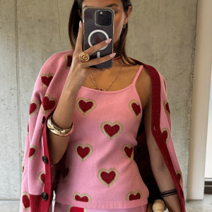 Never Fully Dressed PINK HEARTS KNIT TANK