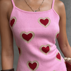 Never Fully Dressed PINK HEARTS KNIT TANK