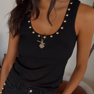 Never Fully Dressed BLACK STUDDED RIB VEST