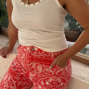 Never Fully Dressed RED BANDANA JEANS