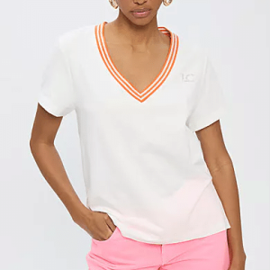 Lola Casademunt White Tee Orange V Neck