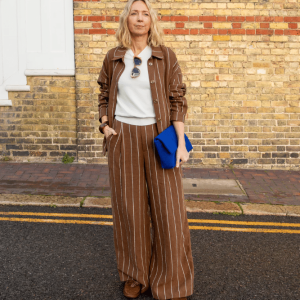 Chalk Jasmine Stripe Trouser | Tobacco