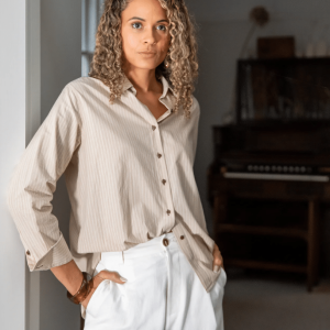 Chalk Nola Stripe Shirt | Beige/Ecru