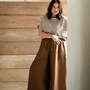 Chalk Wei Stripe Top | Tobacco/Ecru