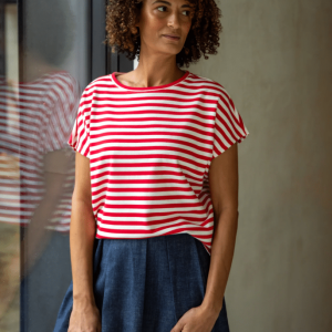 Wei Stripe Top | Red/Ecru