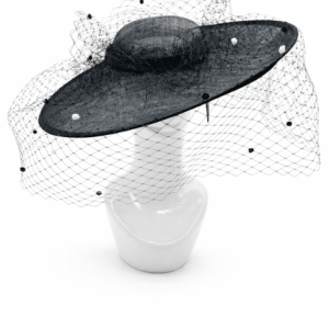 Failsworth Sinamay Black Fascinator with Veil Netting 