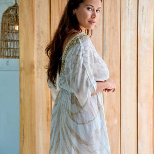 GUILTY BEACH PRINTED MINI KAFTAN NEUTRALS