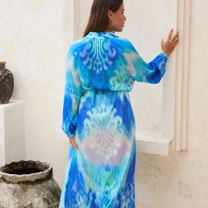 GUILTY BEACH PRINTED LONG SLEEVE DRESS