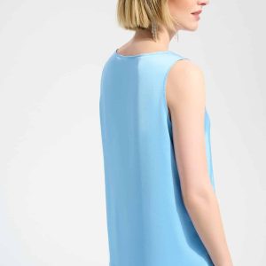 Joseph Ribkoff Signature | Recycled Satin Straight Top With Rhinestones Trim