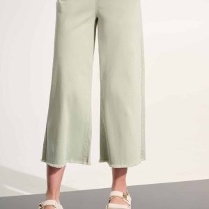Joseph Ribkoff Goldie Featherweave Denim Wide Leg Cropped Jeans SEAFOAM