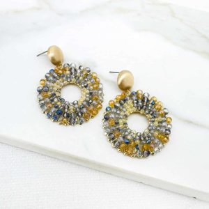 Envy Jewellery Multitone Beaded Circle Drop Earrings