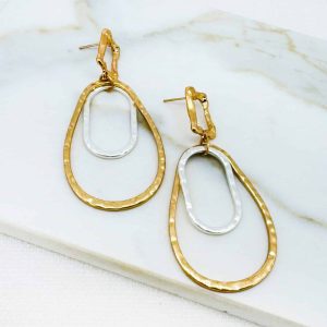 Envy Two-Tone Oval Drop Earrings