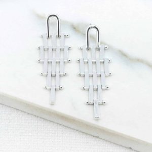 Envy Silver Geometric Drop Earrings