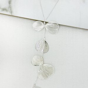 Envy Silver Leaf Drop Necklace