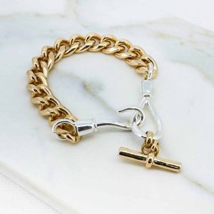 Envy Two-Tone Chain Link Bracelet with T-Bar Clasp