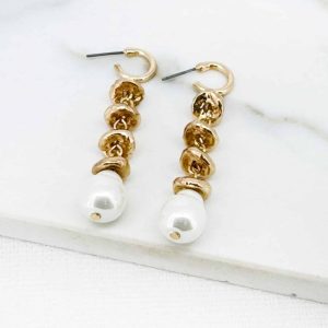 Envy Gold & White Drop Earrings