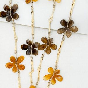 Envy Brown Floral Link Necklace