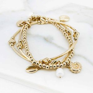 Envy Jewellery Gold Tone Multi-Strand Charm Bracelet