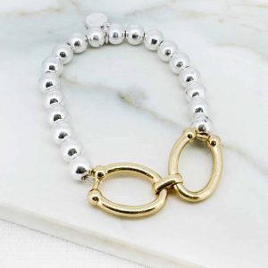 Envy Silver & Gold Link Beaded Bracelet