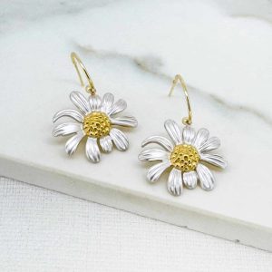 Envy Two-Tone Daisy Drop Earrings