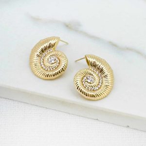 Envy Gold Shell Stud Earrings