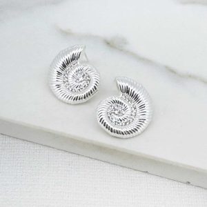 Envy Silver Shell Stud Earrings