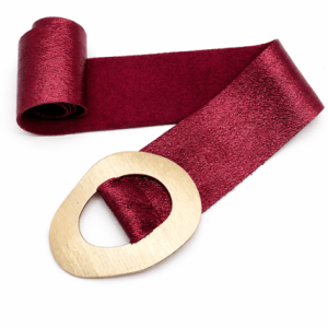 Suzy D Margherita Shimmer Leather belt in Rust