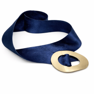 Suzy D Margherita Shimmer Leather belt in Navy