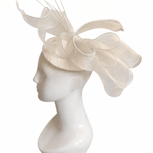 White Crin & Sinamay Pillbox Headband Fascinator