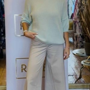 Suzy D Jesse Baby Alpaca ¾ Sleeve Knit Mint Sweater