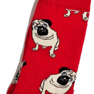 A Grumble of Pugs Bright Red Socks