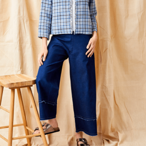 Suzy D Gideon Denim Frayed Hem Wide Leg Pants