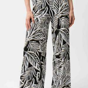Joseph Ribkoff Silky Knit Tropical Print Wide Leg Pull-On Pants