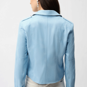 Joseph Ribkoff Foiled Faux Suede Fitted Jacket with Decorative Buckles