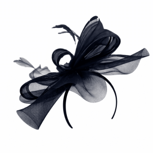 Navy Silk Abaca Fascinator by Failsworth