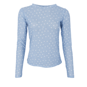 Black Colour Annie mesh blouse - Light Blue Dot