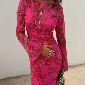 Never Fully Dressed Pink Paisley Mesh Dress