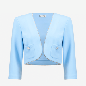 Joseph Ribkoff Signature | Scuba Crepe Fitted Jacket With Rhinestones Trim