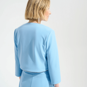 Joseph Ribkoff Signature | Scuba Crepe Fitted Jacket With Rhinestones Trim