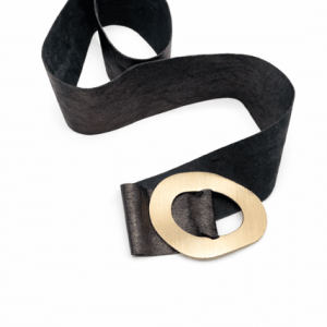 Suzy D Margherita Shimmer Leather belt in Grey