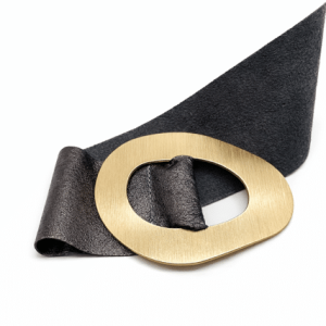 Suzy D Margherita Shimmer Leather belt in Grey