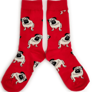 A Grumble of Pugs Bright Red Socks